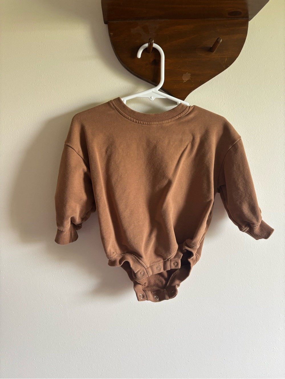 Kids Cozy Brown Long-Sleeve One-Piece Bodysuit